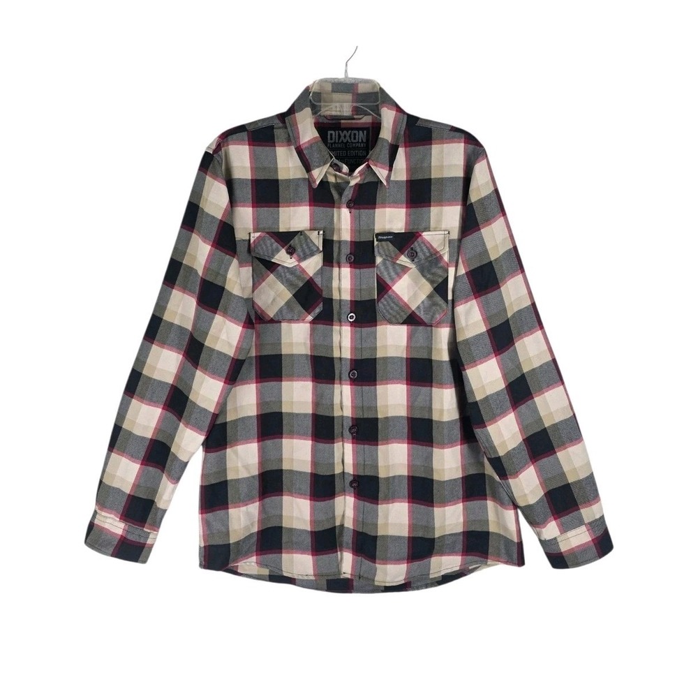 Dixxon Flannel Co Mens M Snap-On Limited Edition Plaid Shirt Cream Red Black LS